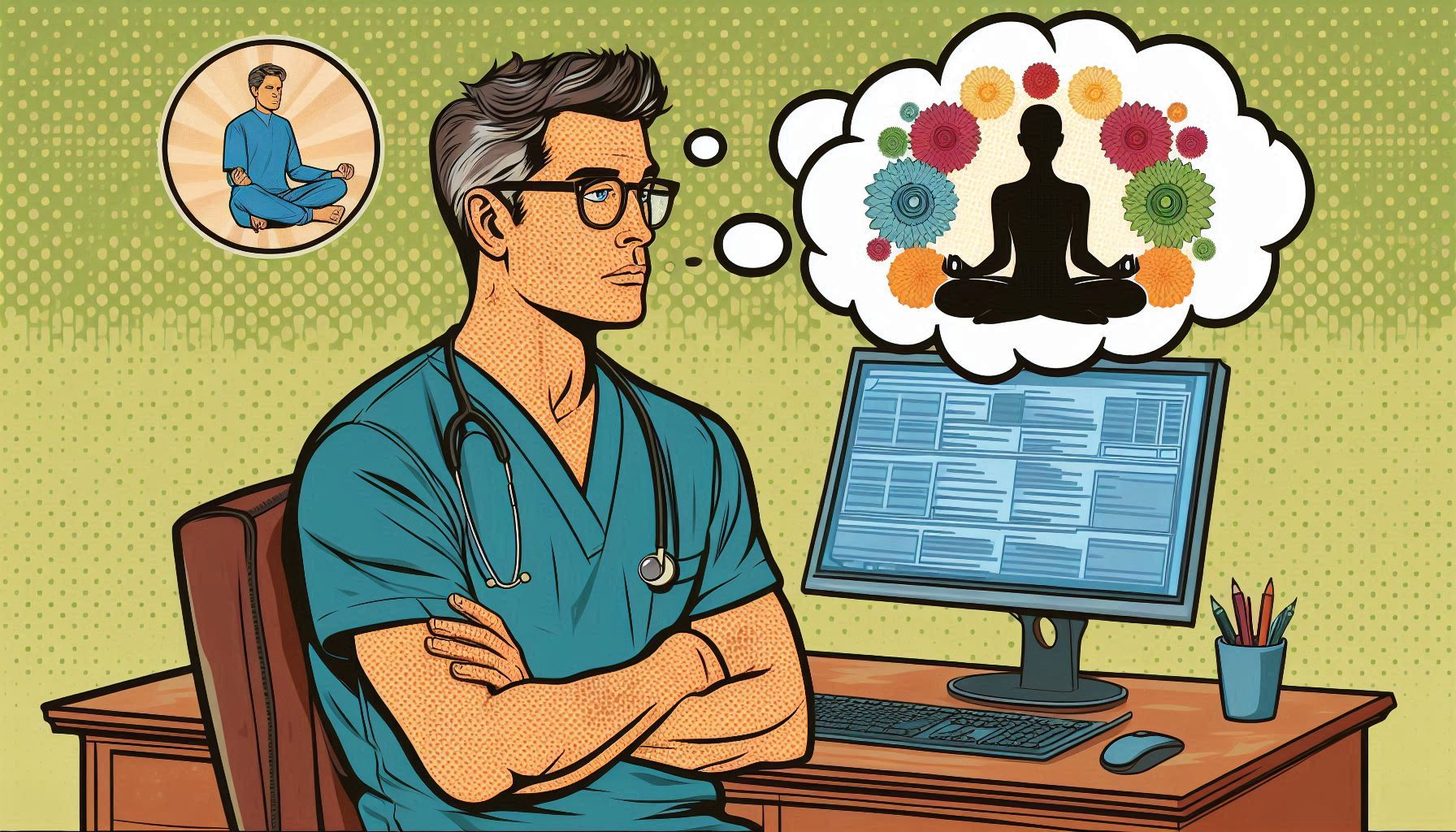 health practitioner explaining mindfulness techniques to lower blood pressure