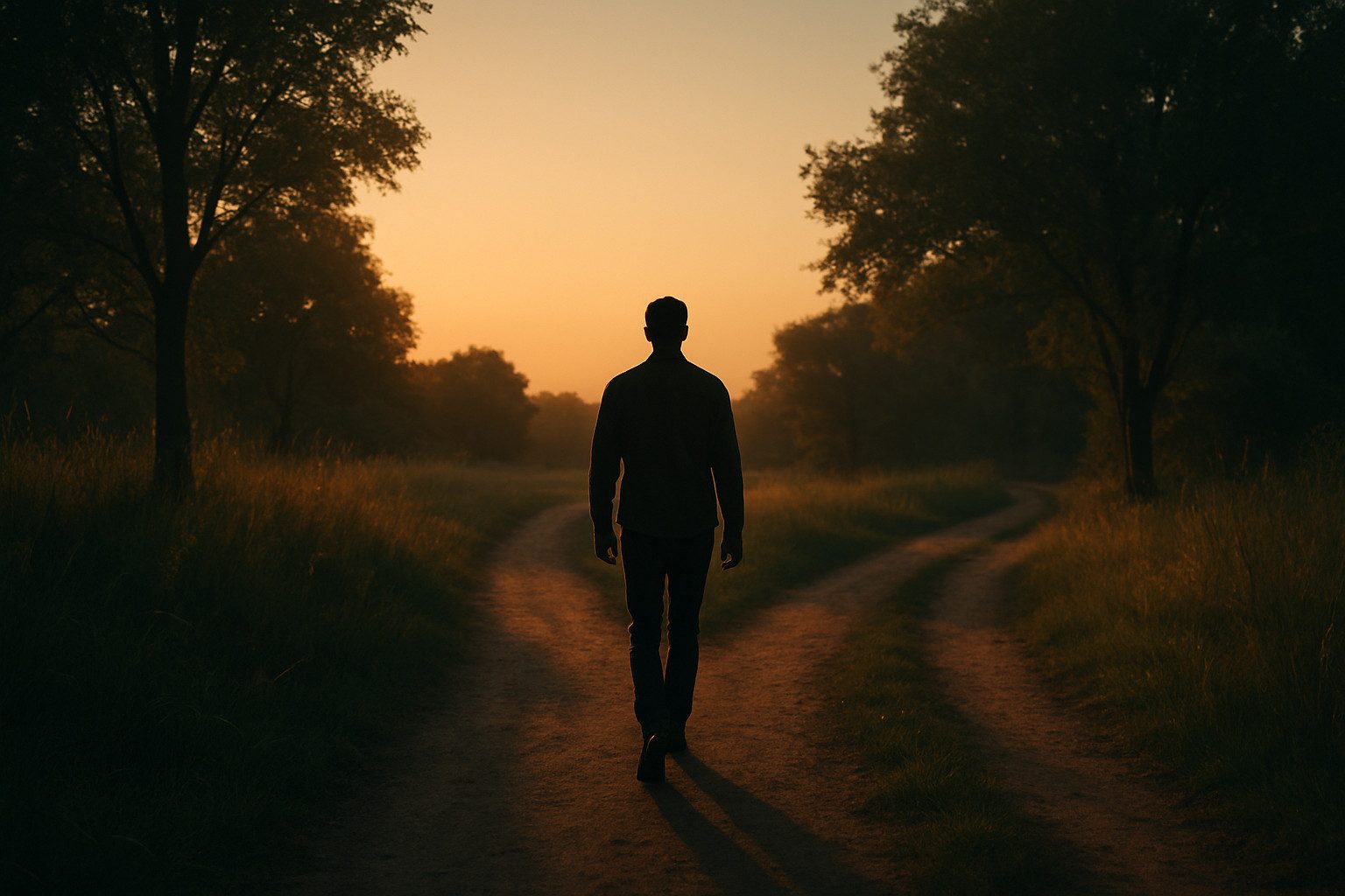choose a path man walking ahead
